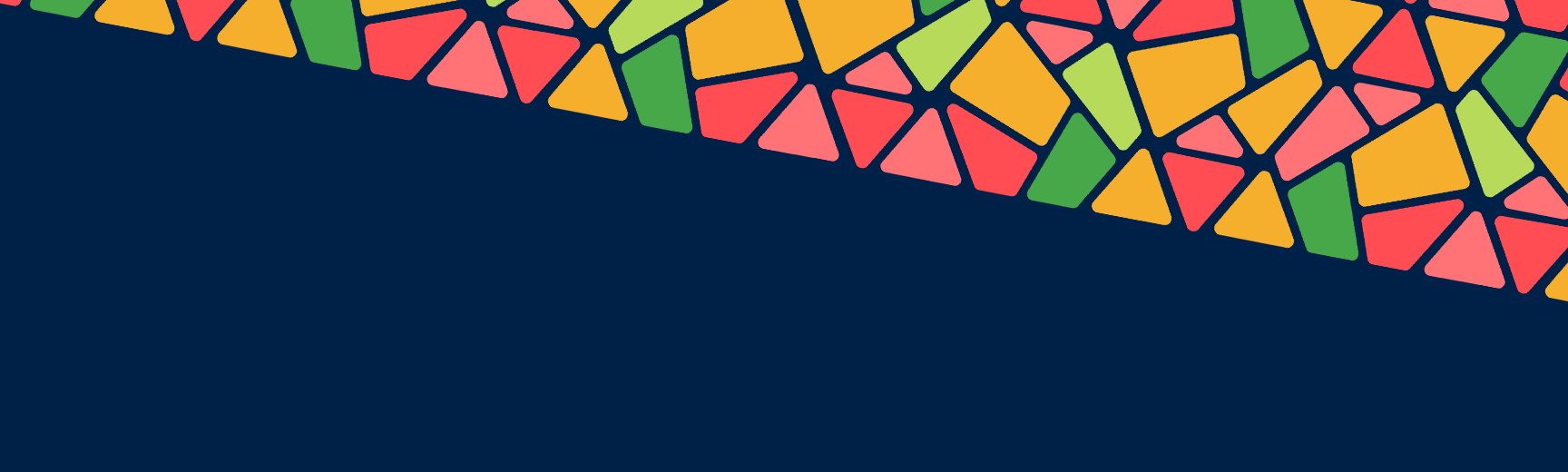 A graphic image of bright, multi coloured irregular segments against a navy blue background
