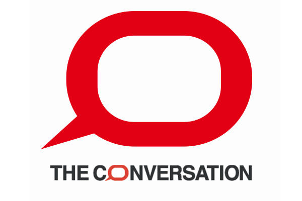 A red speech bubble, under which is written The Conversation