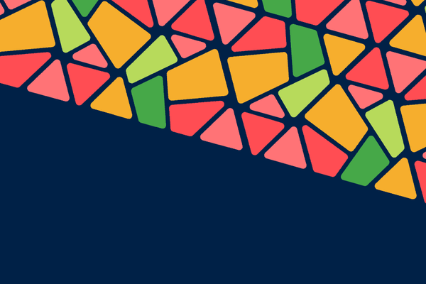 A graphic image of bright, multi coloured irregular segments.