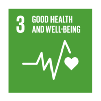 UN SDG3 Good health and well-being, showing a heart monitor